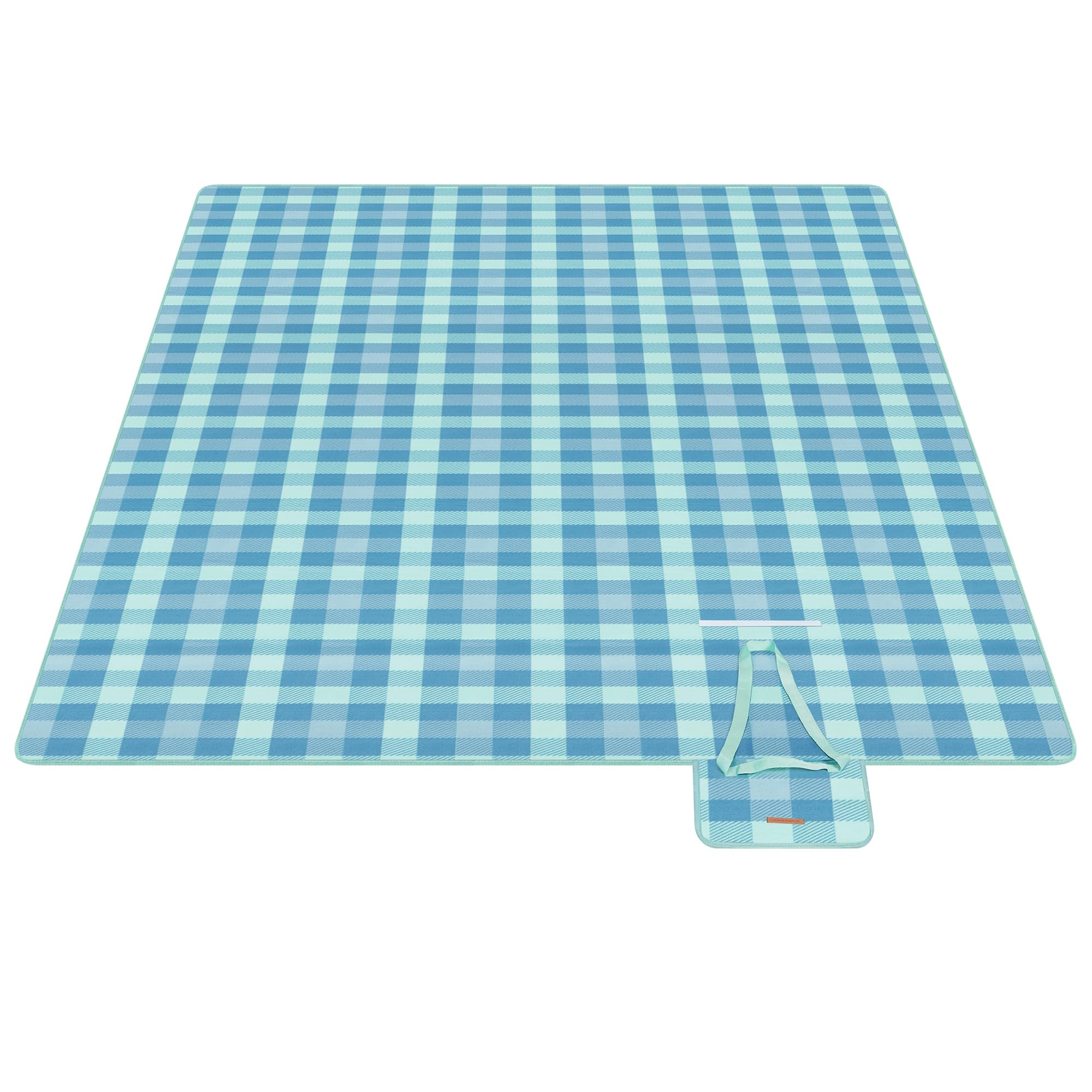 SONGMICS Picknickdecke, 300 x 200 cm, mit 4 Erdankern, groß, Campingdecke, für Park, Garten, Strand, wasserdicht, faltbar, grün-blau GCM012Q03