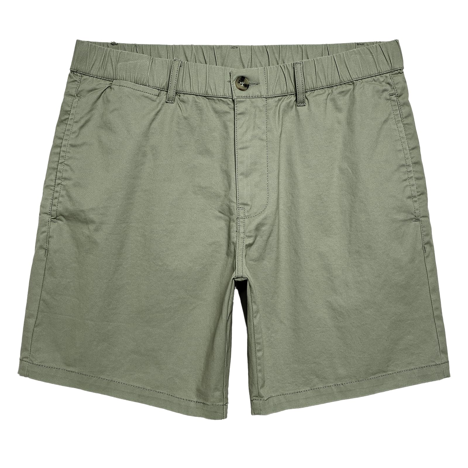 maamgic Men's Classic-fit 7" Cotton Casual Shorts Elastic Waistband with Multi-Pocket Daily Wear Walking Summer Outfit