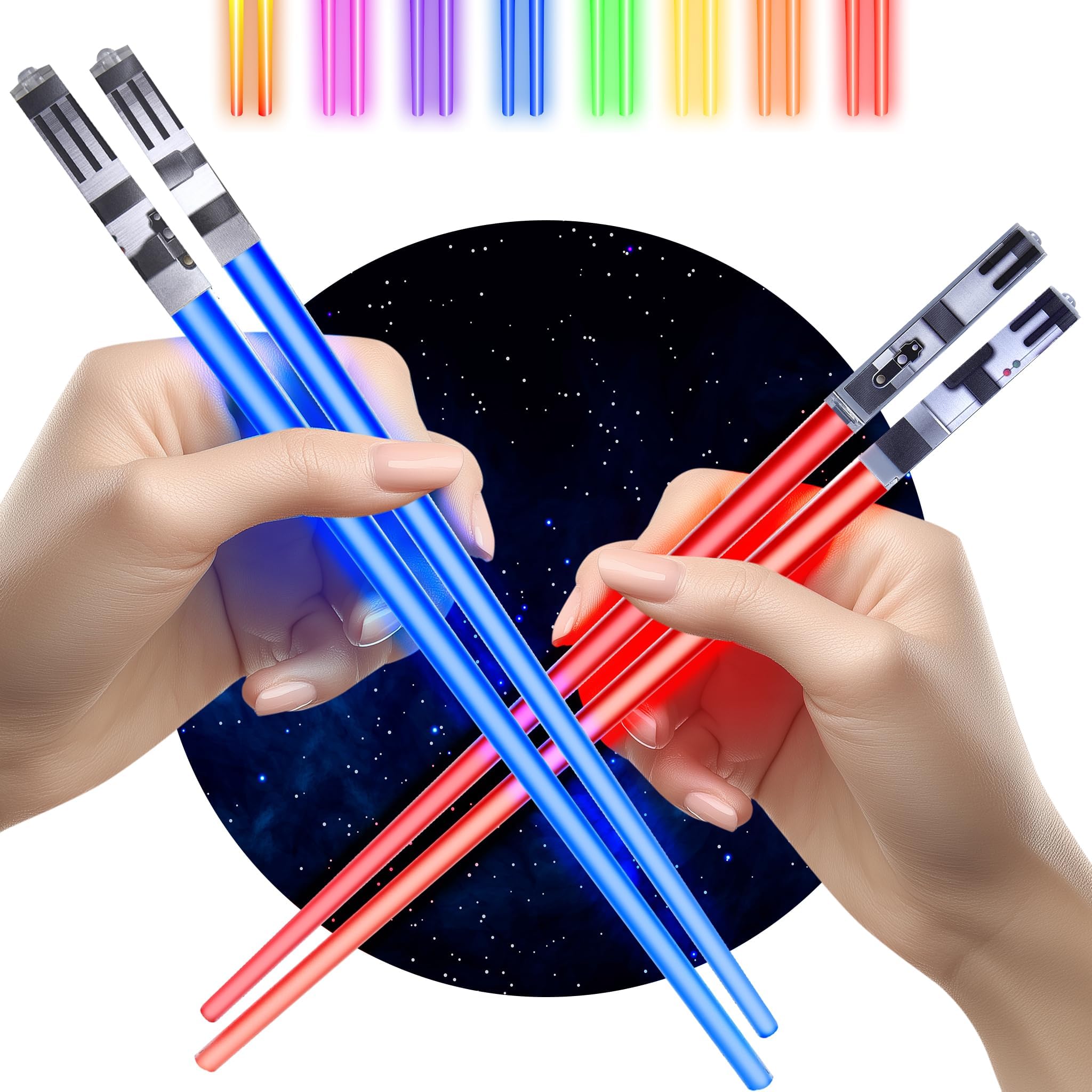 Sabers Chop Lightsaber Led Light Up Chopsticks 2 Pair Red Blue