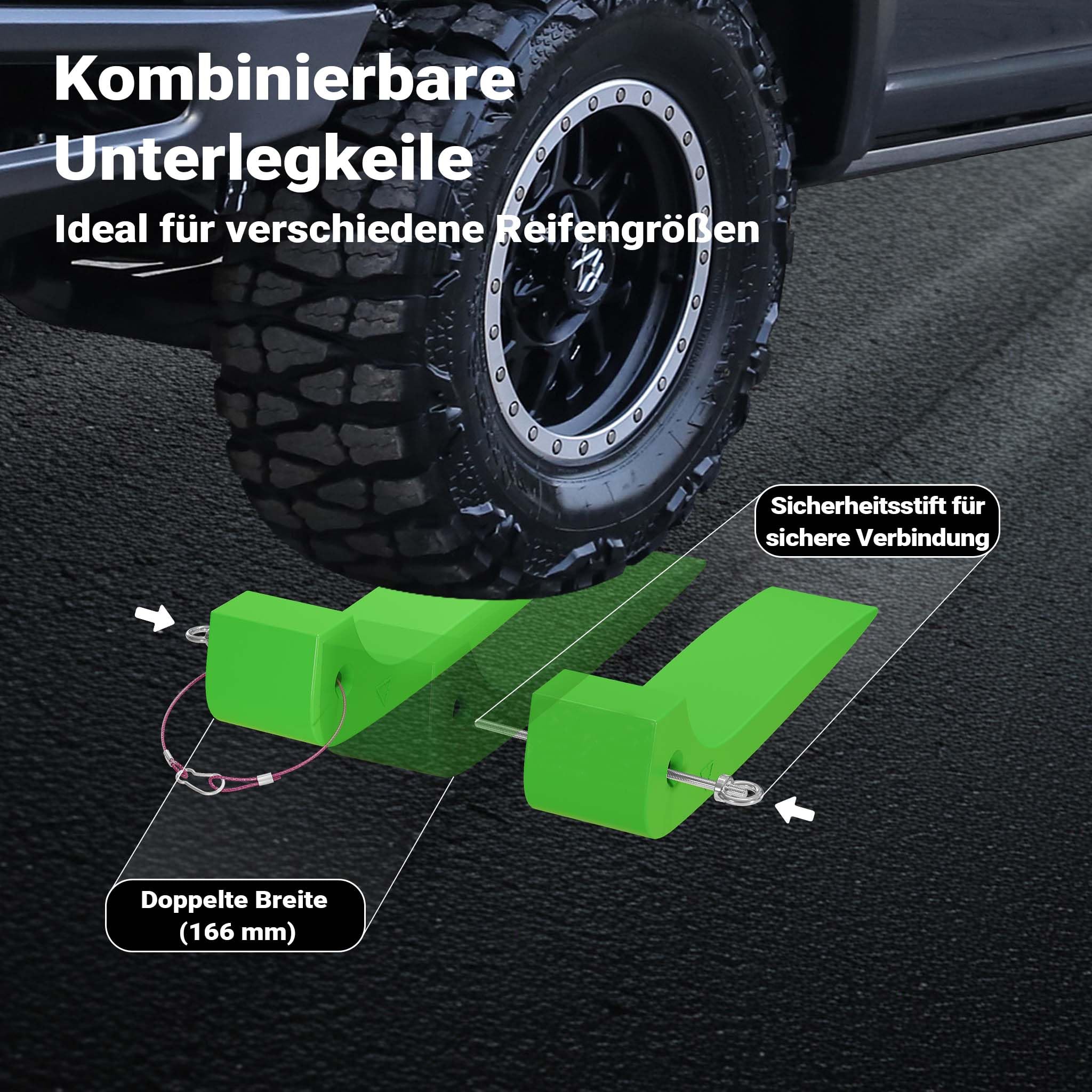 Wiltec Gleitkeile 4er Set, Ladehilfe für Abschleppdienst bis 1814 kg pro Keil, Auffahrkeile aus HDPE, perfekt für Abschleppwagen, Autotransporter, Verladerampe