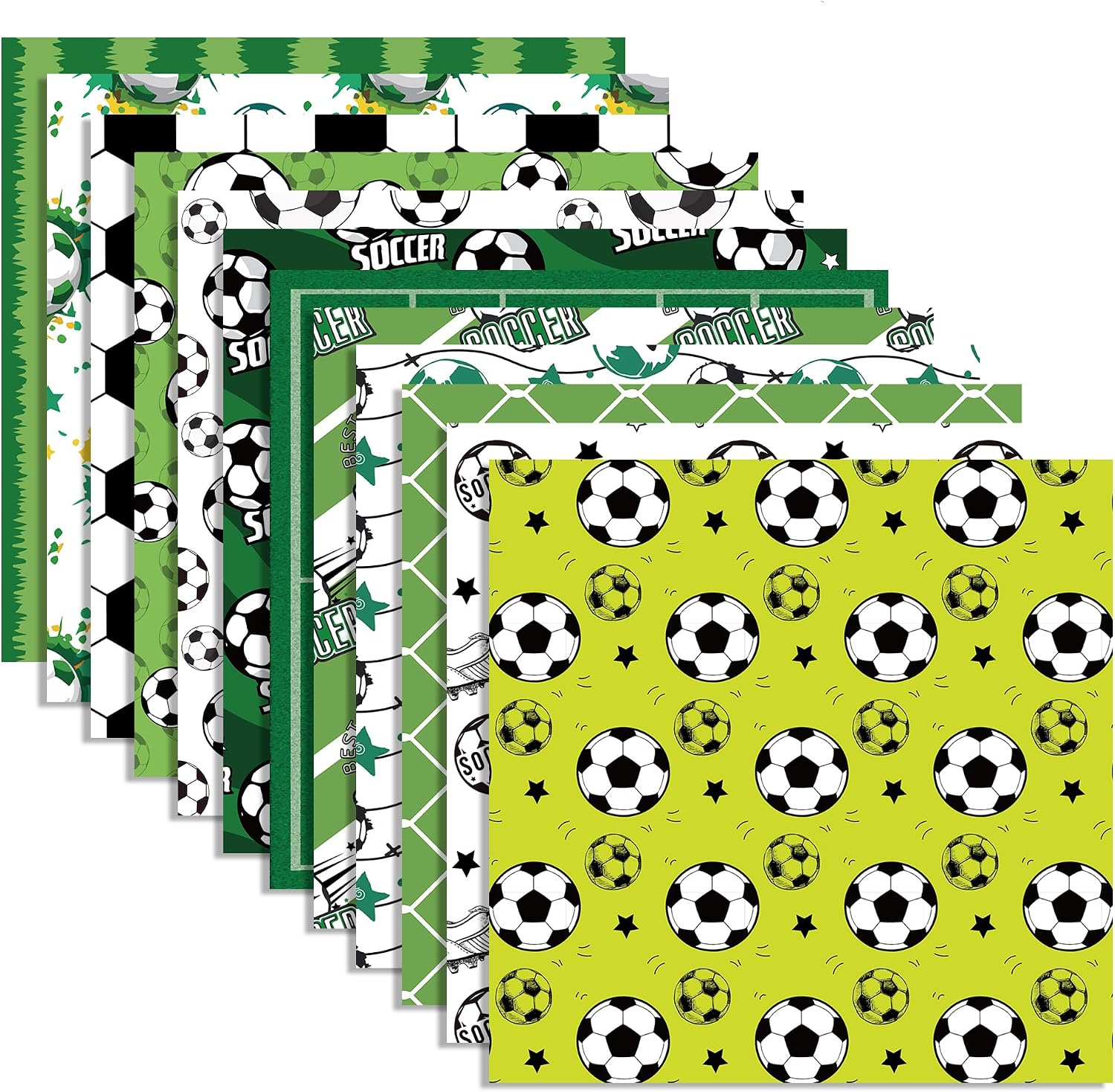 24 Sheet Sports Soccer Scrapbook Paper 12" x 12" Soccer Pattern Paper Sports Scrapbook Papers Soccers Ball Field Double-Sided Decorative Craft Papers Soccer Scrapbook Supplies