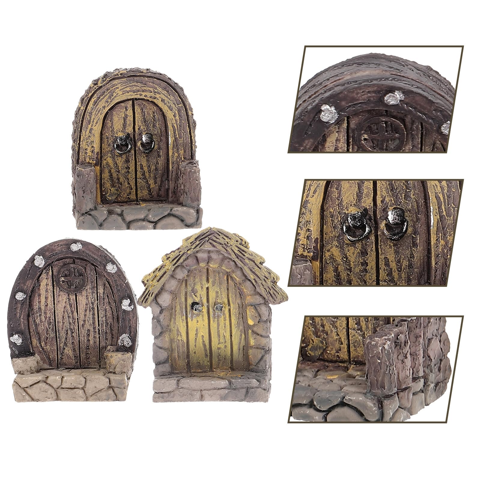 Feng Shui 3 szt. Żywica miniaturowe bajkowe drzwi ogrodowe zestaw żywica miniaturowe bajkowe drzwi ogrodowe ozdoby bonsai roślina doniczkowa