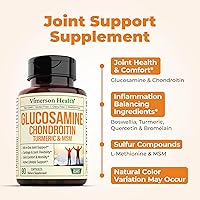 Vista 4 de Vimerson Health Glucosamina condroitina cúrcuma MSM + suplemento multivitamínico para hombres 2 botellas para él. Salud de las articulaciones