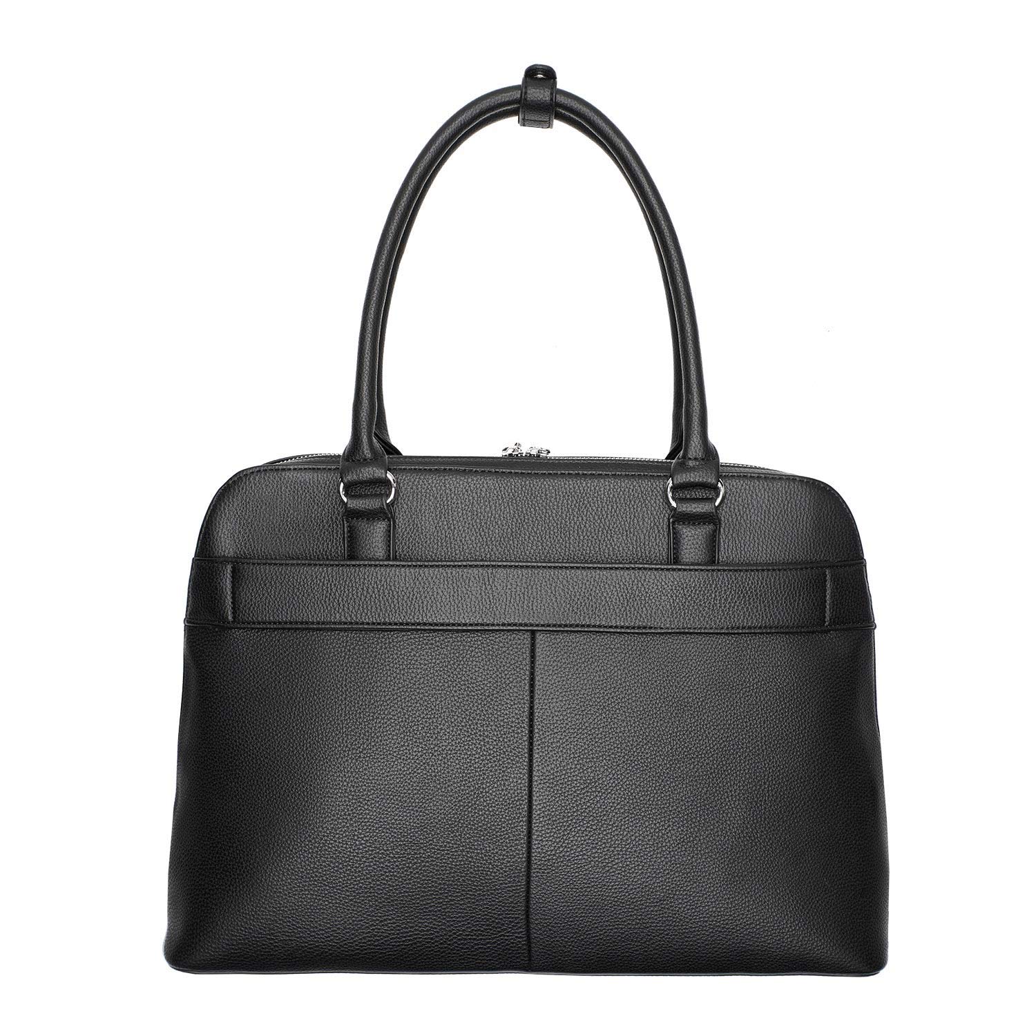Socha Laptoptasche Damen/Businesstasche Frauen/Notebooktasche mit Tragegurt - Elegant - Extra leichte Synthetik - Couture V Black - 15.6 Zoll Schwarz