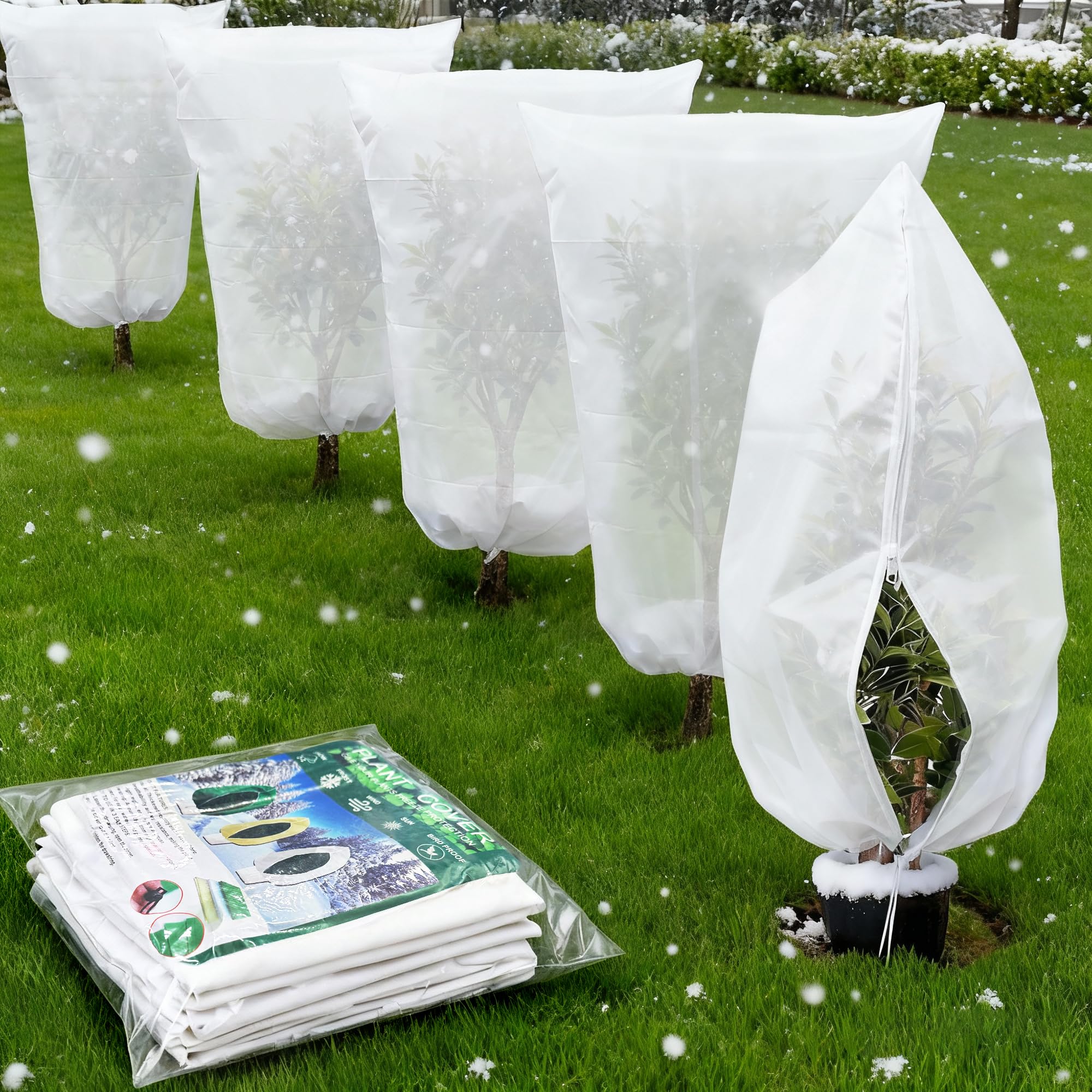 Housse de protection contre le gel hivernal - Voile hivernage fermeture éclair cordon arbres 5x