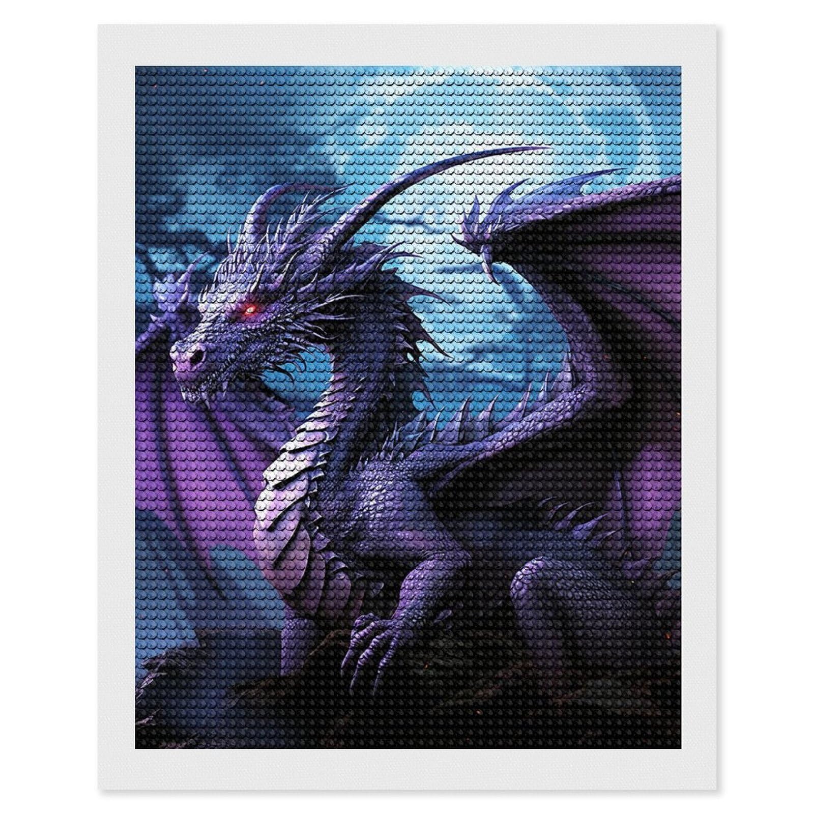 DWVTSLH Purple Dragon Purple Moon Diamond Painting Kits for Adults, Personalized Diamond Photo Art Full Drill, DIY 5D Diamond Art Painting Kits for Beginners, Home Wall Decor 16"x20"
