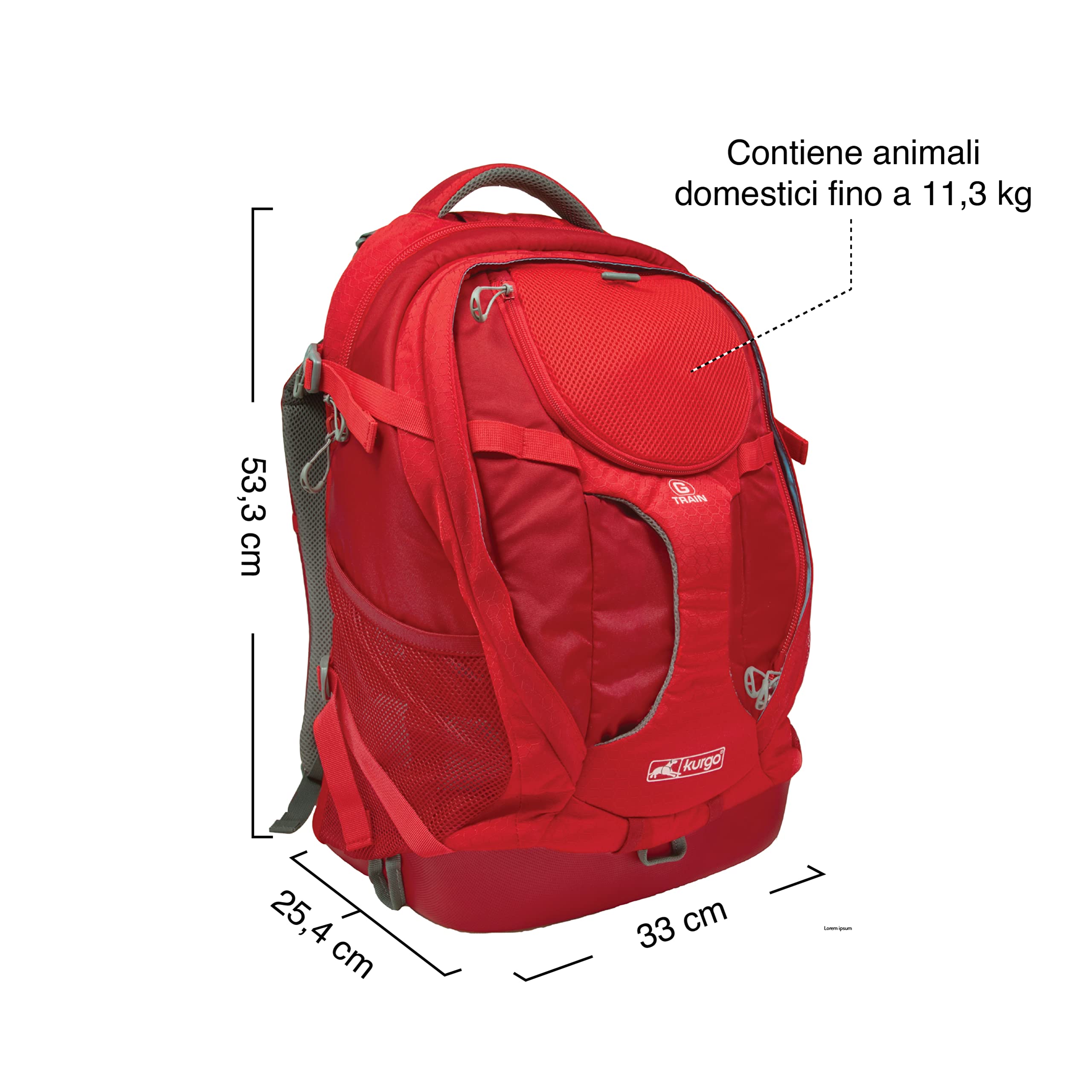 Kurgo G-Train zaino trasportino per cani e gatti, approvato dalle compagnie aeree, per i viaggi o l'escursionismo, fondo impermeabile, cinghia di sicurezza, supporta fino a 11,33 kg, Nero