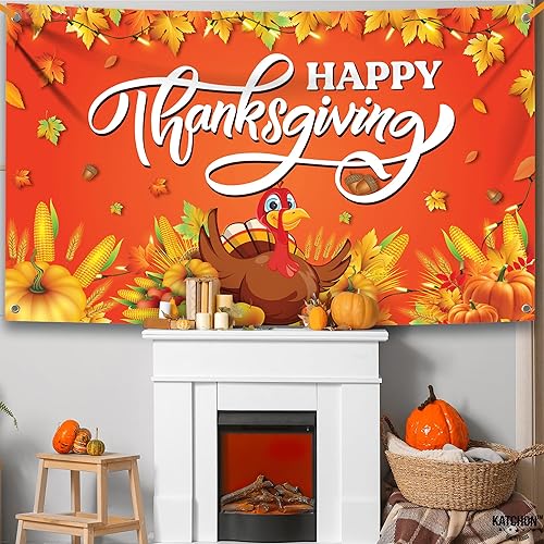 Miniatura 7 de KatchOn, Cartel de Feliz Acción de Gracias, grande, 72 x 44 pulgadas, telón de fondo de feliz día de gracias para decoraciones de pancarta de Acción