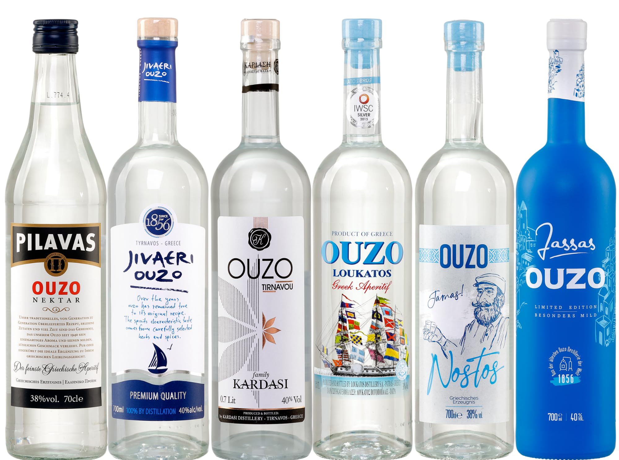 OUZO Probierset 6x 700ml | Feinster Ouzo aus Griechenland | Ouzo Geschenkset (6x 700ml)