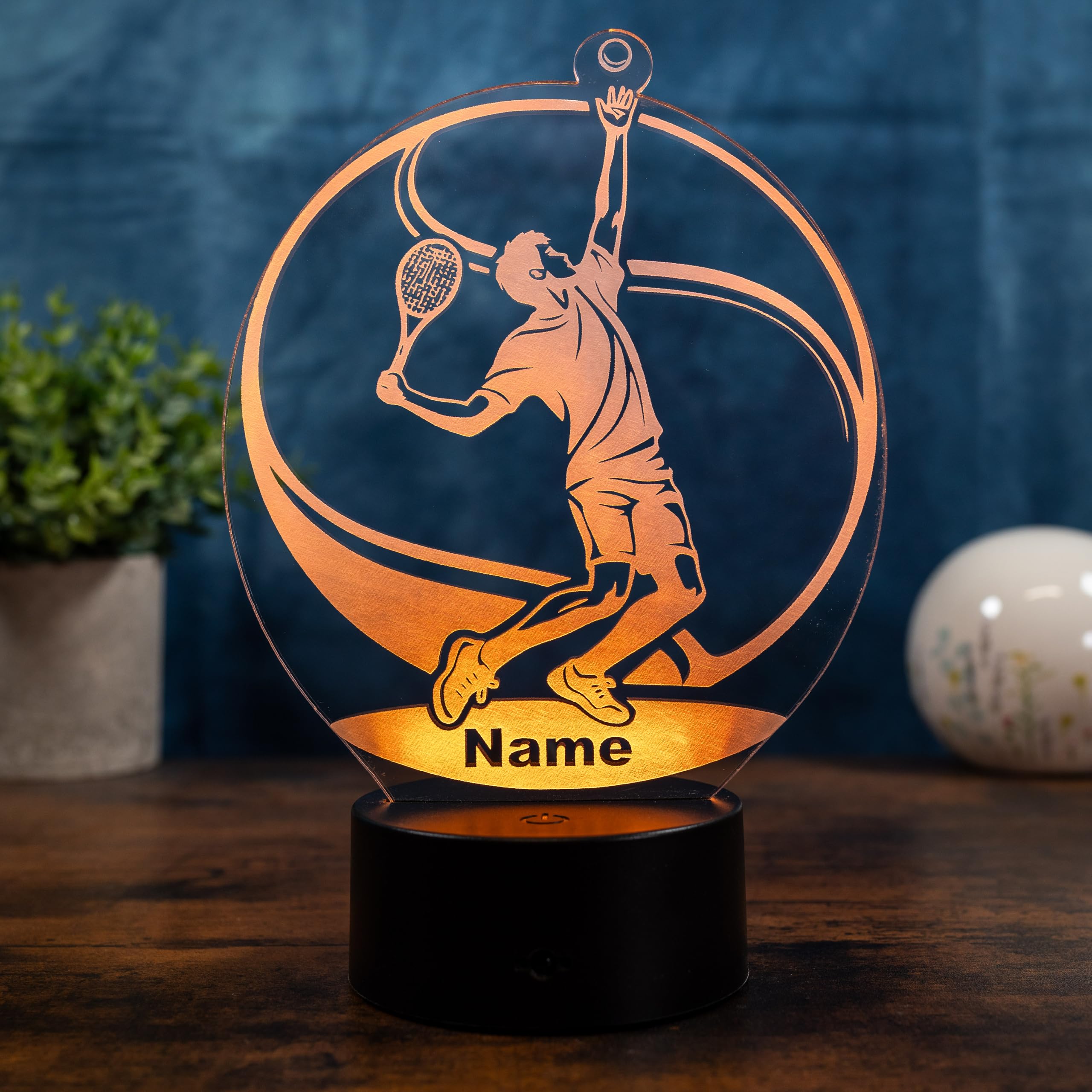 Personalisierte Tennis Lampe – Tennis Spieler Geschenk mit Name, LED Nachtlicht Tennis, Sport Geschenk Tennisspieler, Kinder & Erwachsene Deko Licht