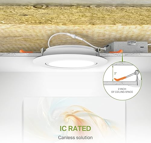 Miniatura 7 de ASD Luz empotrable LED cardán de 6 pulgadas con caja de conexiones, 15 W, 1232 lúmenes, 2700 K3000 K3500 K4000 K5000 K, iluminación direccional