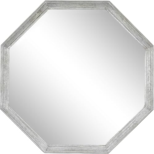 Miniatura 8 de Kate and Laurel Ocono - Espejo octagonal de metal galvanizado vintage, 26 x 26 pulgadas, plateado, espejo octogonal rústico con forma geométrica y
