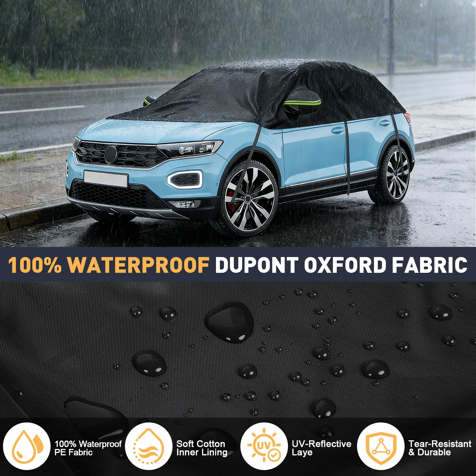 Semi copriauto di ricambio adatto per VW Tiguan SWB T-ROC T-Cross Renault Captur, universale, protezione solare mezzo garage impermeabile, semi-garage auto, resistente ai raggi UV, protezione da