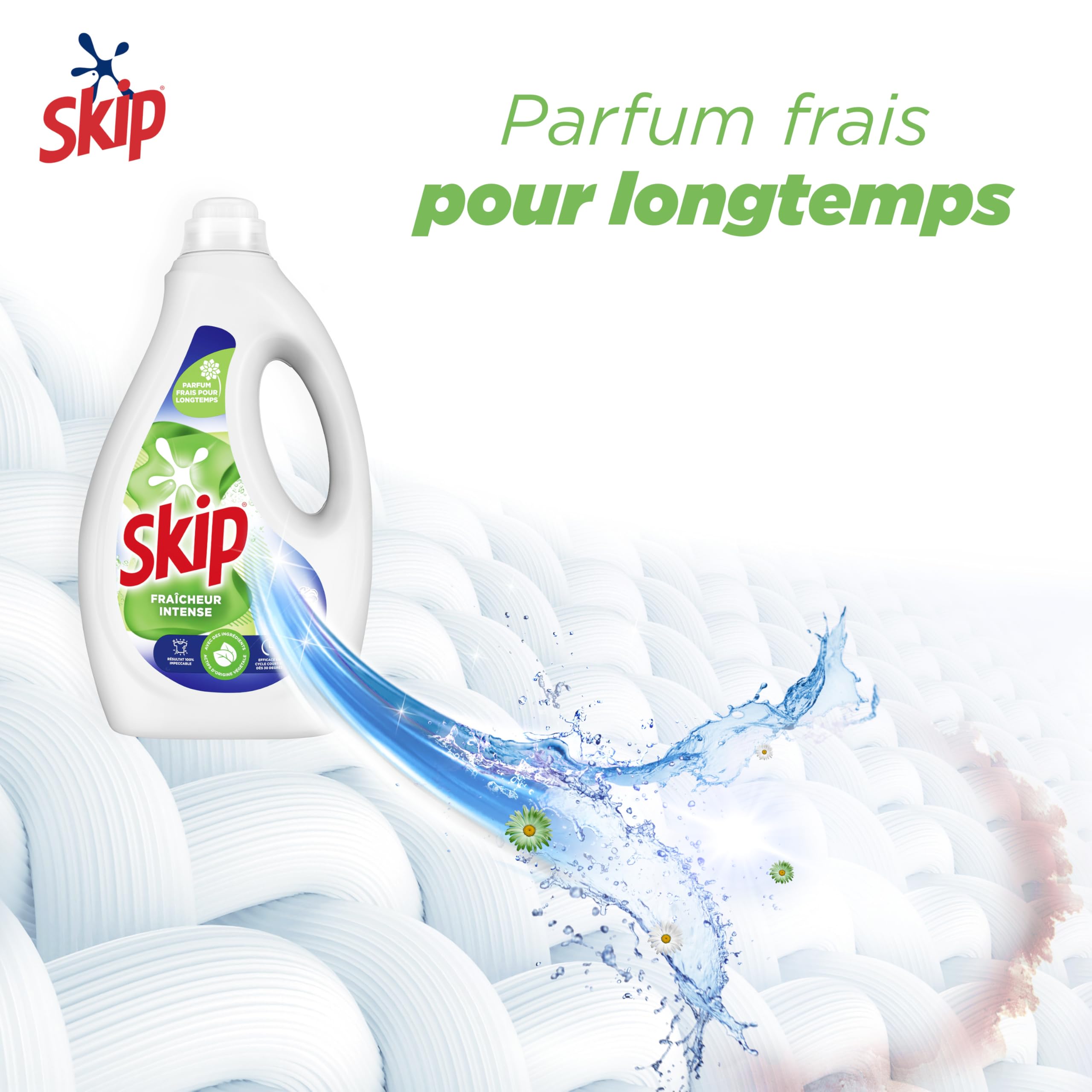 Skip - Lessive Liquide Fraicheur Intense - Action Détachante Efficace - 100% impeccable, éclatant et délicatement parfumé - 2x40 Lavages