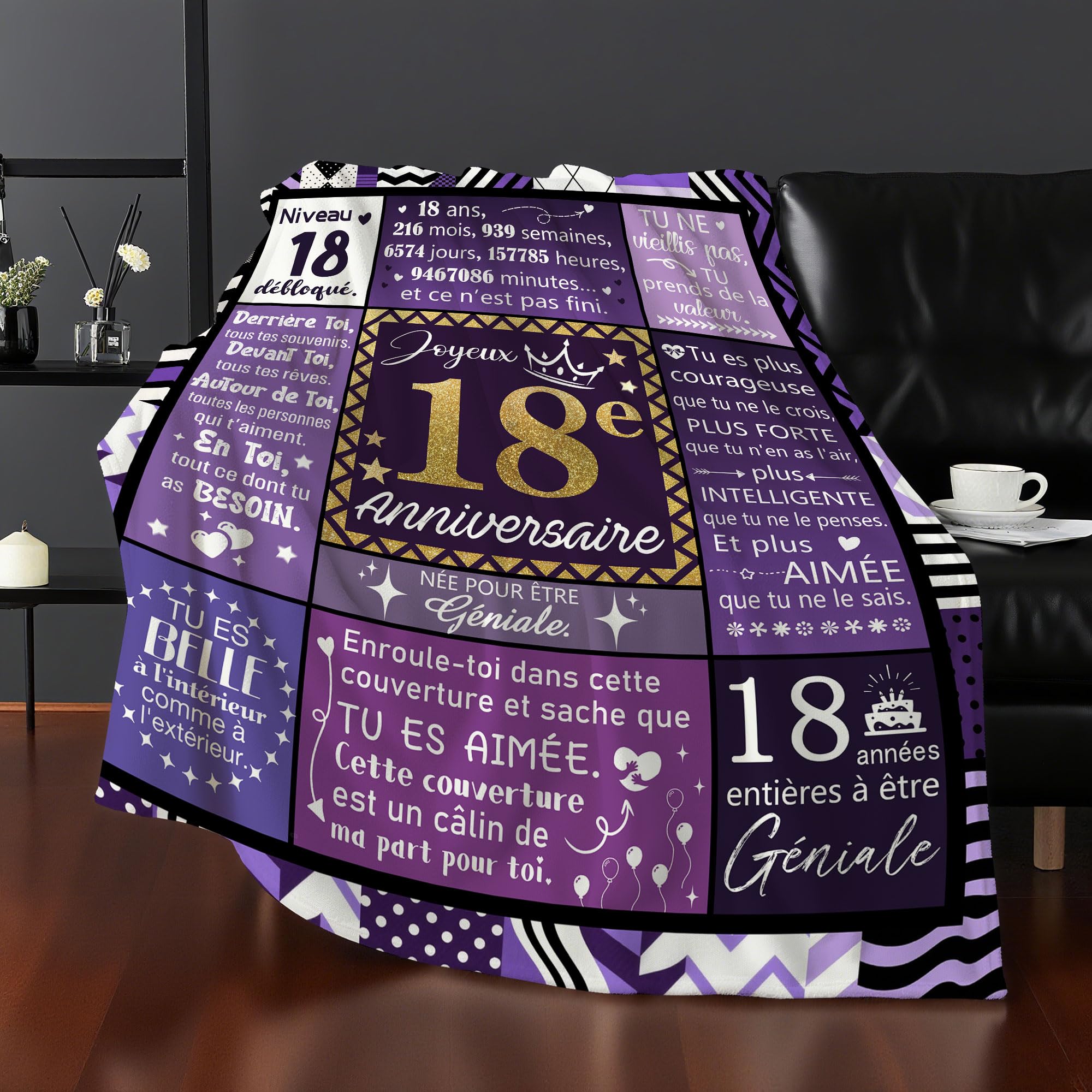 Amorea Couvertures d'anniversaire pour Filles de 20 Ans 130 x 150 cm Idées pour Fille Sœur Petite-Fille Meilleure Amie Cousine Joyeux Anniversaire Cadeau pour Un 20e Anniversaire(20-Elle)