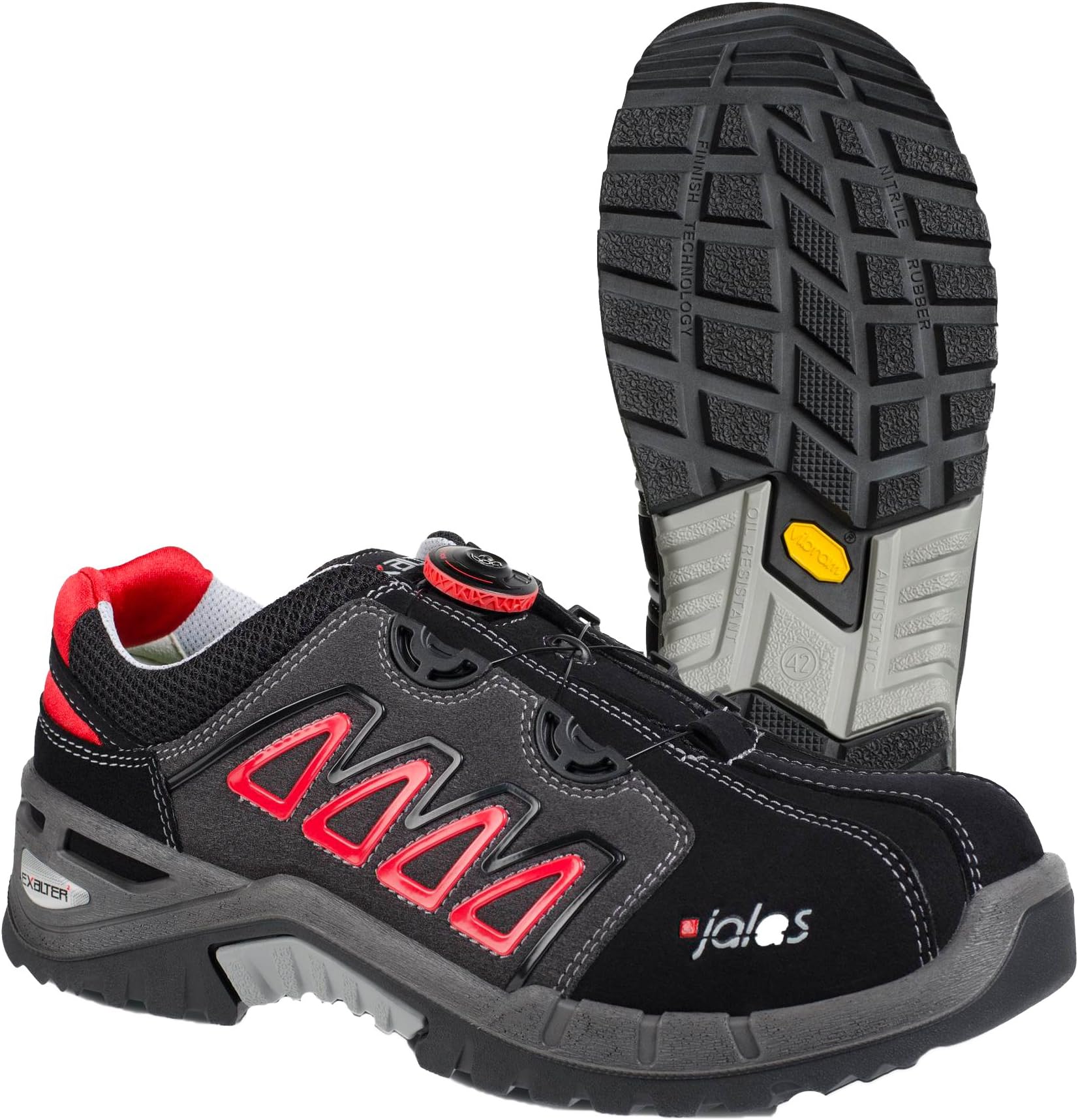 Ejendals 9548-47 Safetey Shoe Jalas 9548 Exalter Easyroll Size 47, Black/Grey/red