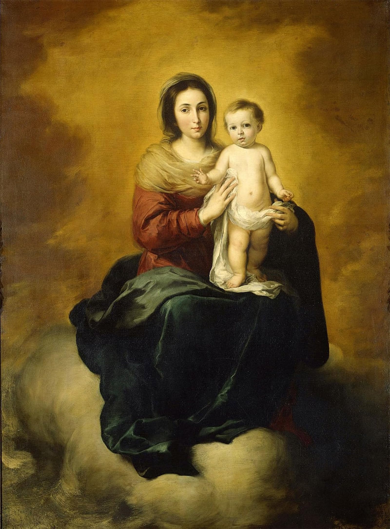 POSTERIIk Famous Modern Artwork Art Mural Virgin and Child by Bartolomé Esteban Murillo Oil Paintings Pictures for Home Decor 60x90cm