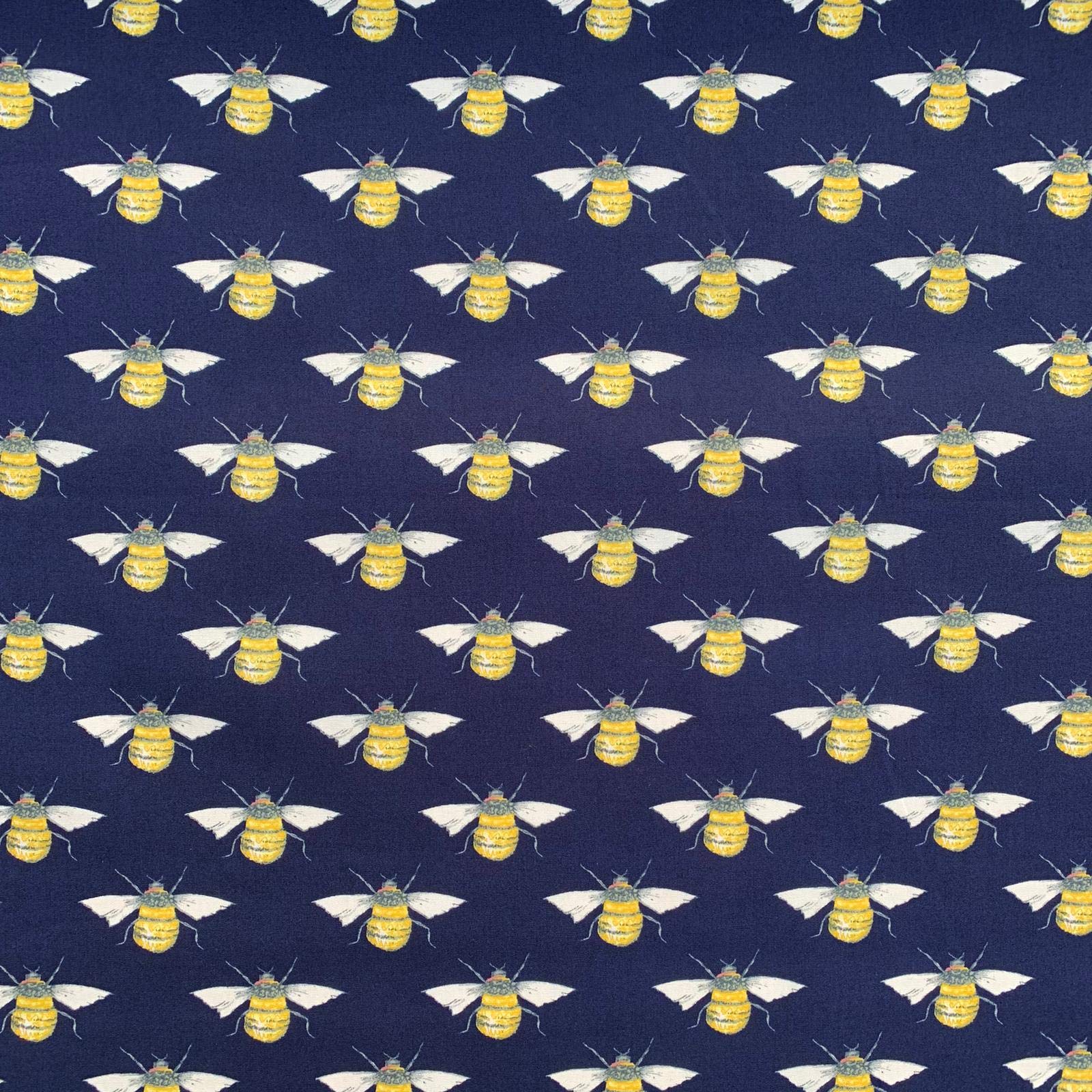 Discover Lifestyle & Fashion Fabrics Navy Blue Bumblebees Bees Design 100% Cotton Printed Dress Craft Fancy Dress Fabric Material | 45" - 112 Cm | Sold Per Half Metre (Navy Blue)