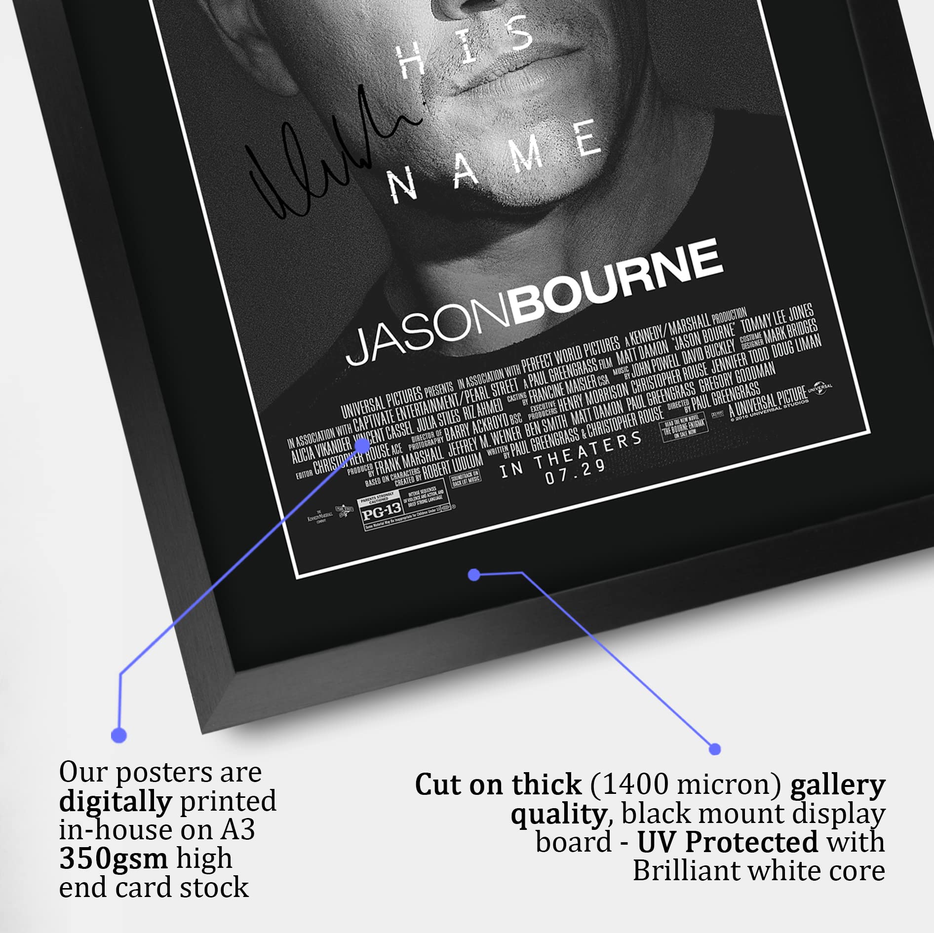 HWC Trading FR A3 Jason Bourne Matt Damon Gifts Printed Poster Signed Autograph Picture for Movie Memorabilia Fans - Image 4