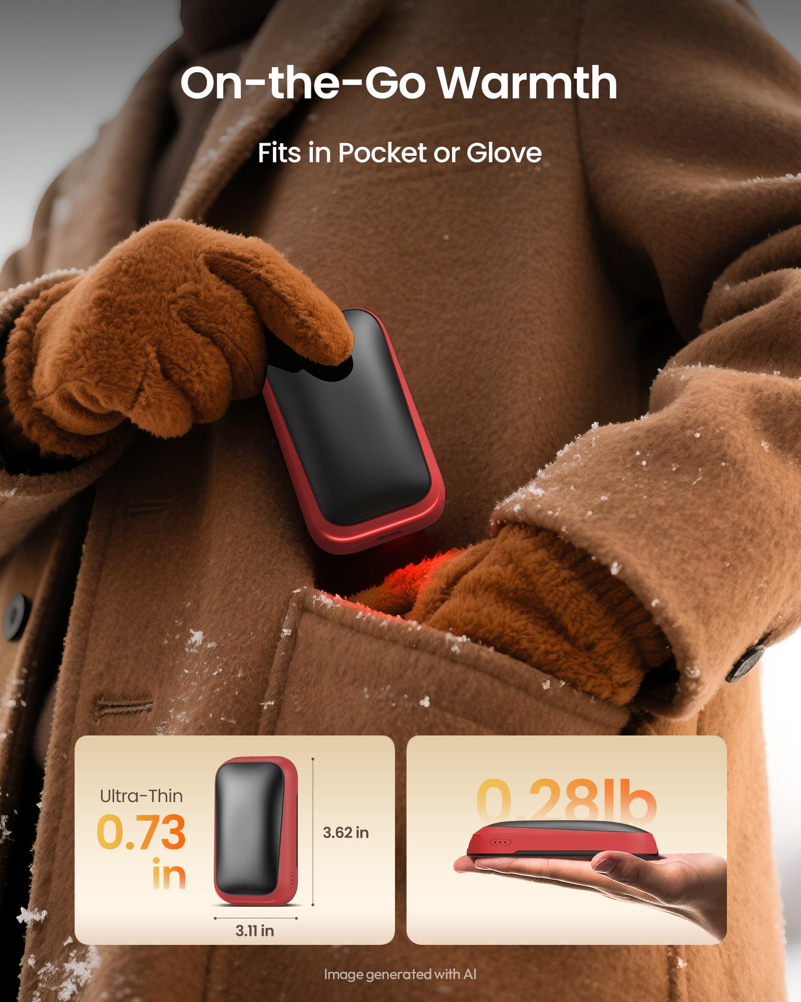 Gaiatop Calentadores de manos eléctricos recargables, calentador de manos magnético de bolsillo, paquete de 2, calentamiento rápido 3S, cabe en guantes, para deportes de invierno, accesorios de caza