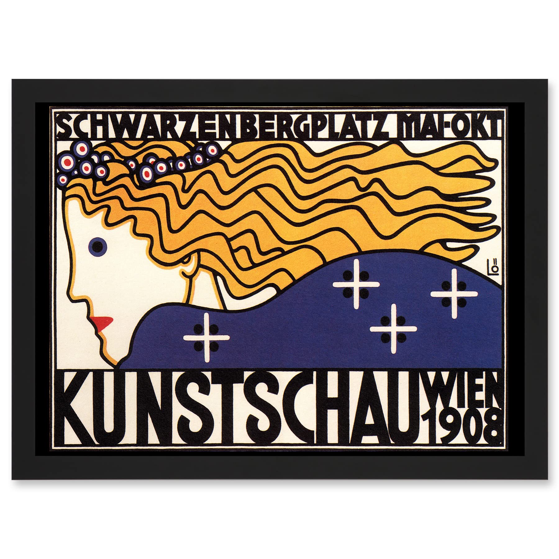 Artery8 Cultural Exhibition Vienna Austria Kunstschau Wien 1908 Vintage Advert Poster Artwork Framed Wall Art Print A4