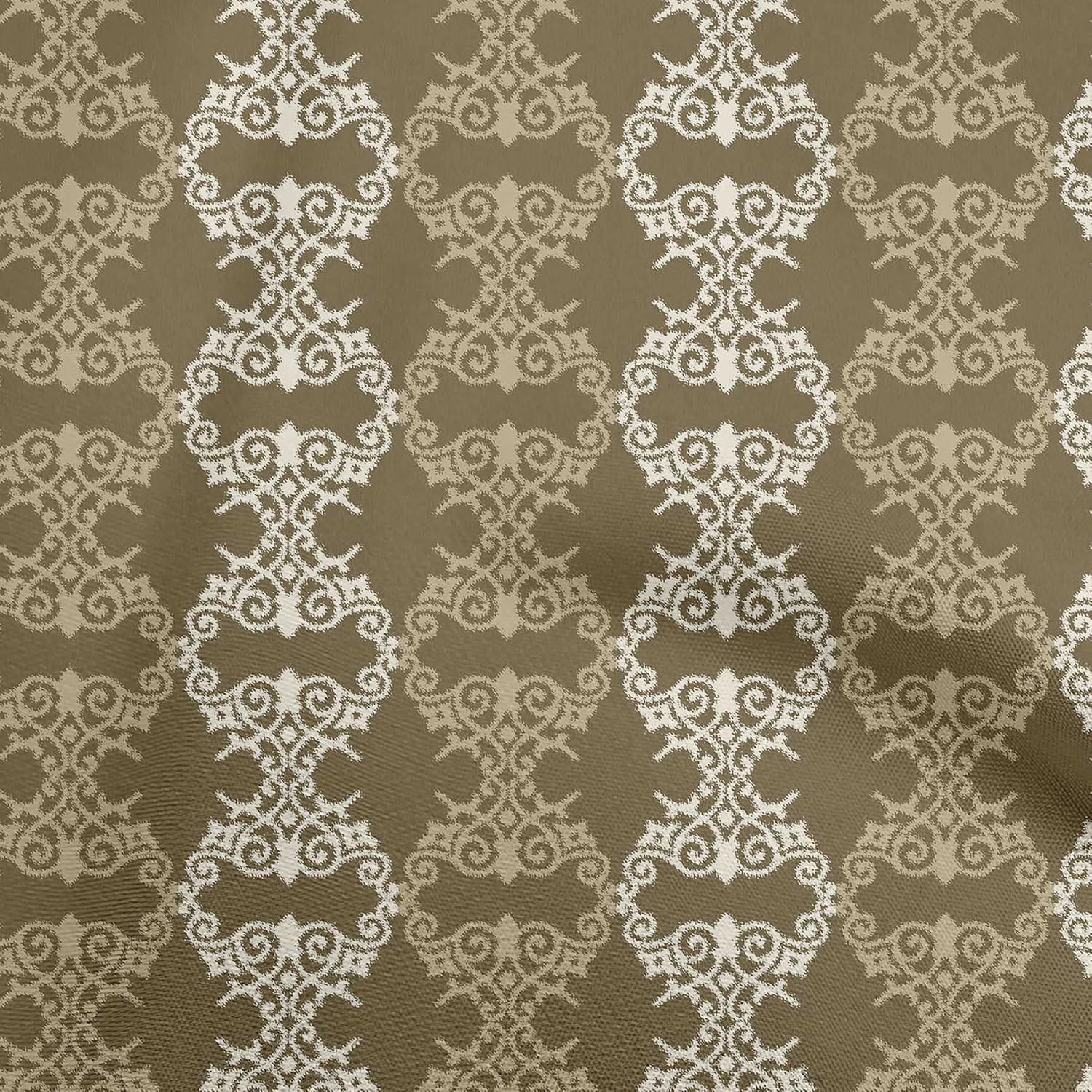 oneOone Cotton Flex Gray Fabric Damask Craft Projects Decor Fabric Printed by The Yard 40 Inch Wide