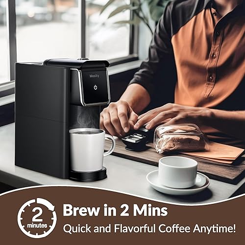 Vista 2 de Mecity Mini cafetera, una sola porción, cafetera de una taza para café molido K Cup, té, cafetera de 6 a 12 onzas para uso doméstico, RV