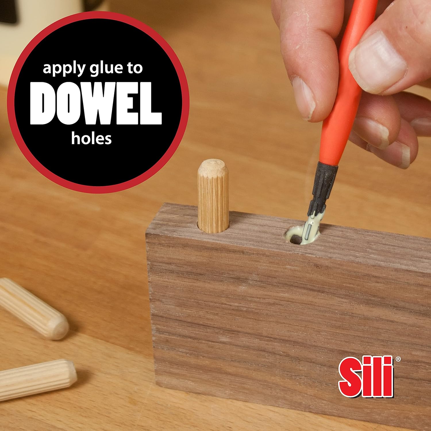 Sili Stick Dual Profile Brush Pack for Applying Glue to Woodworking • Dowel Holes • Biscuit Slots • Model Builds and Smaller Delicate Projects