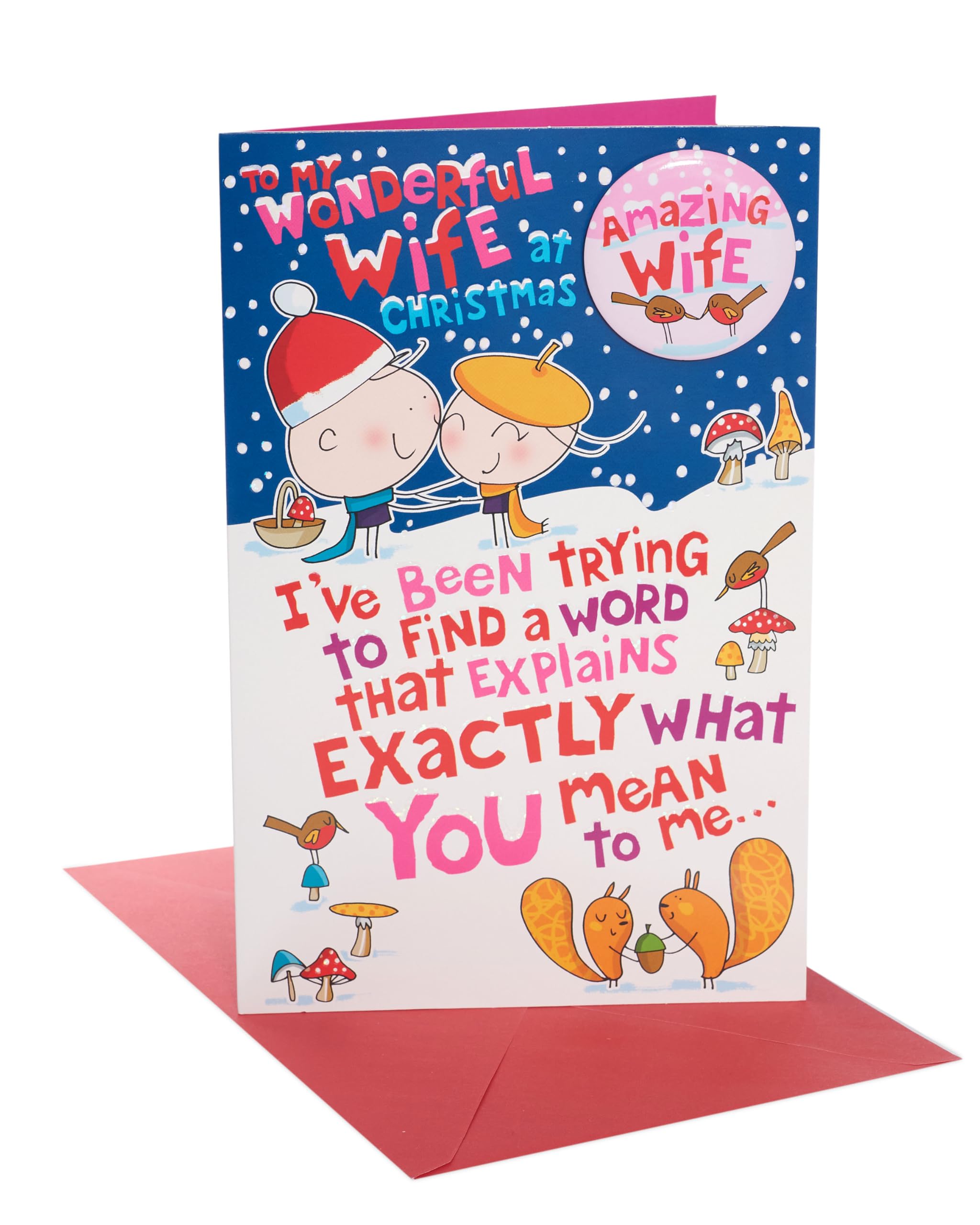 UK Greetings Weihnachtskarte Für Ehefrau – Mit Mond-Design & Goldfolie