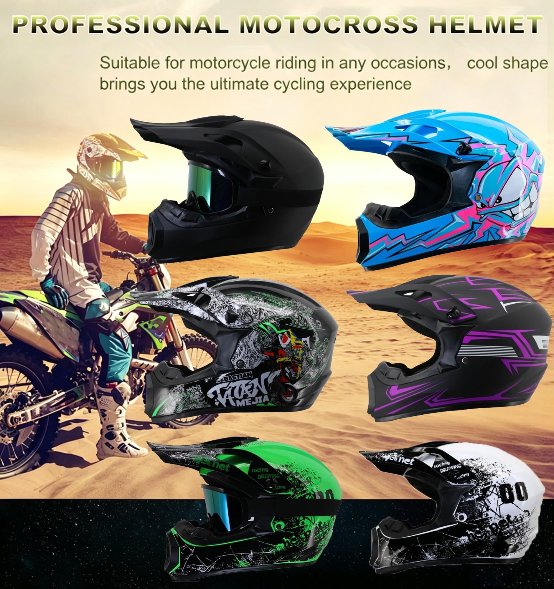 Jeunes Casque de Motocross Casque de VTT Intégral