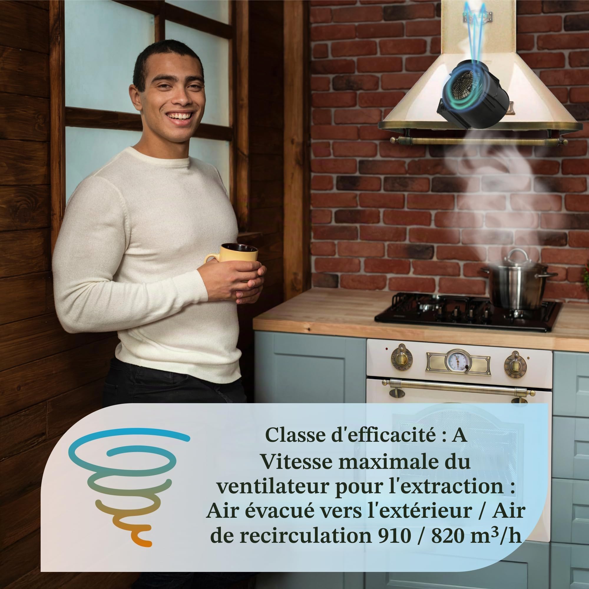 Kaiser Empire Hotte 60 cm/Hotte murale/du fabricant Luxe Kaiser/Hotte cheminée Ivoire -Empire/Poignée - Bronze/Hotte/ 910 M³/H/avec filtre à charbon actif/Gagnants de German Brand Award 2017