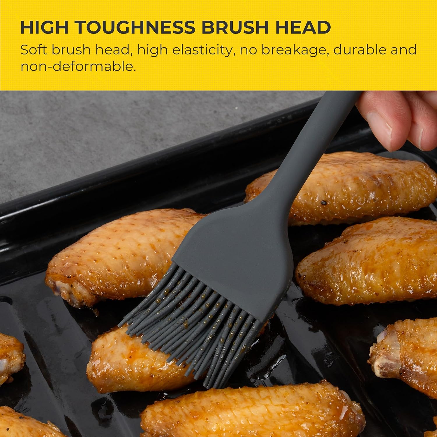 Elihome × Peanuts Silicone Basting Brush (8.75”) – Heat Resistant to 600°F, Food-Grade Platinum Silicone, Seamless 1-Piece Design, Non-Stick Safe, Dishwasher Safe, Dark Grey