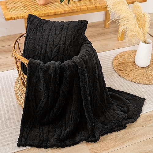 Miniatura 3 de YUSOKI - Cobija de vellón con diseño elegante en 3D, supersuave, acogedora y cálida, de felpa gruesa y esponjosa, para sofás, camas, sillas,