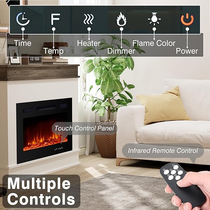 Chimenea Eléctrica 39" con Repisa y Calefactor 1500W miniatura 4