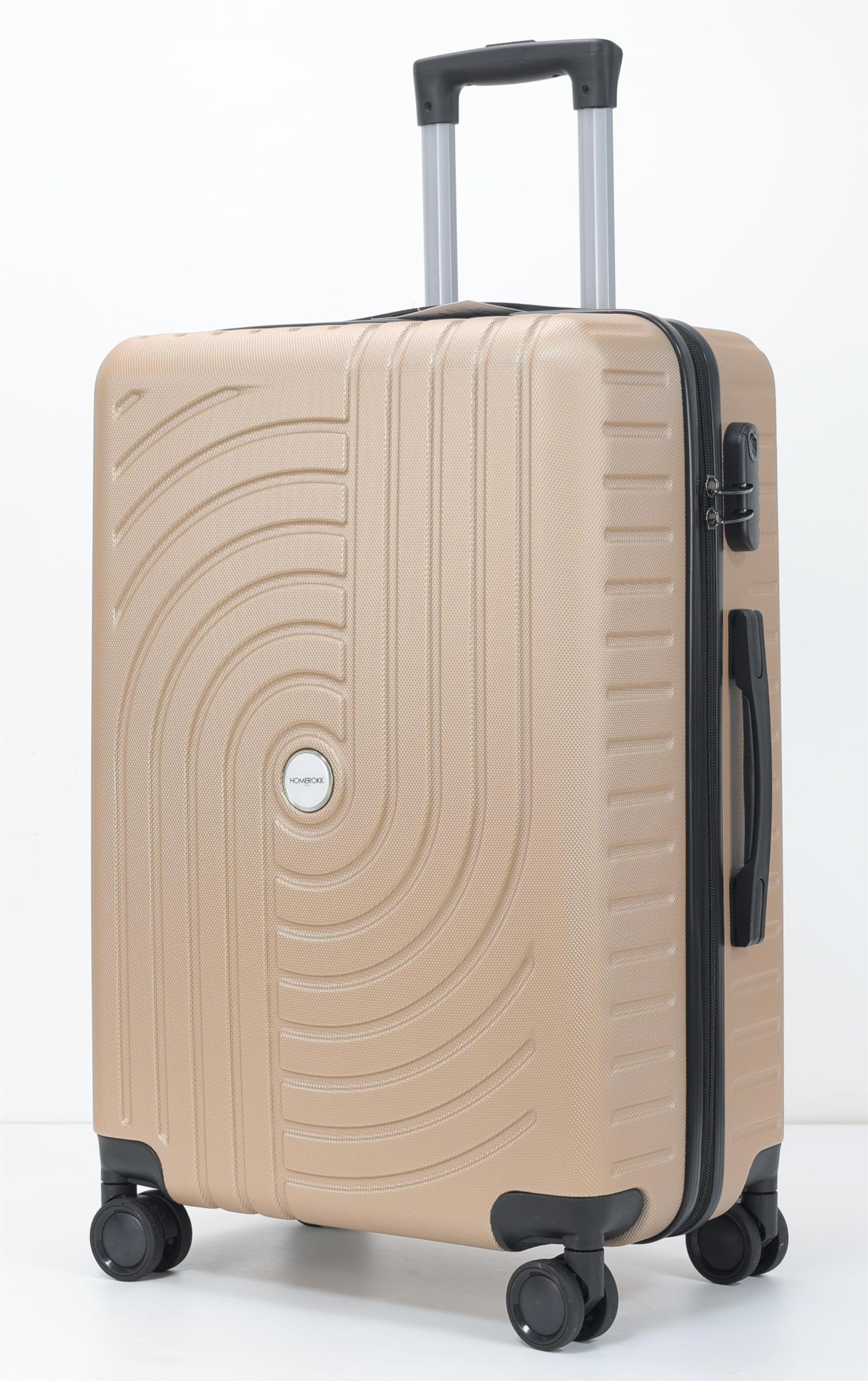 HOMEROKK Paris Lot de 3 Valises 20"/24"/28" I Coque Rigide en ABS I Serrure à Code I 4 Roues à 360° I (Champagne)