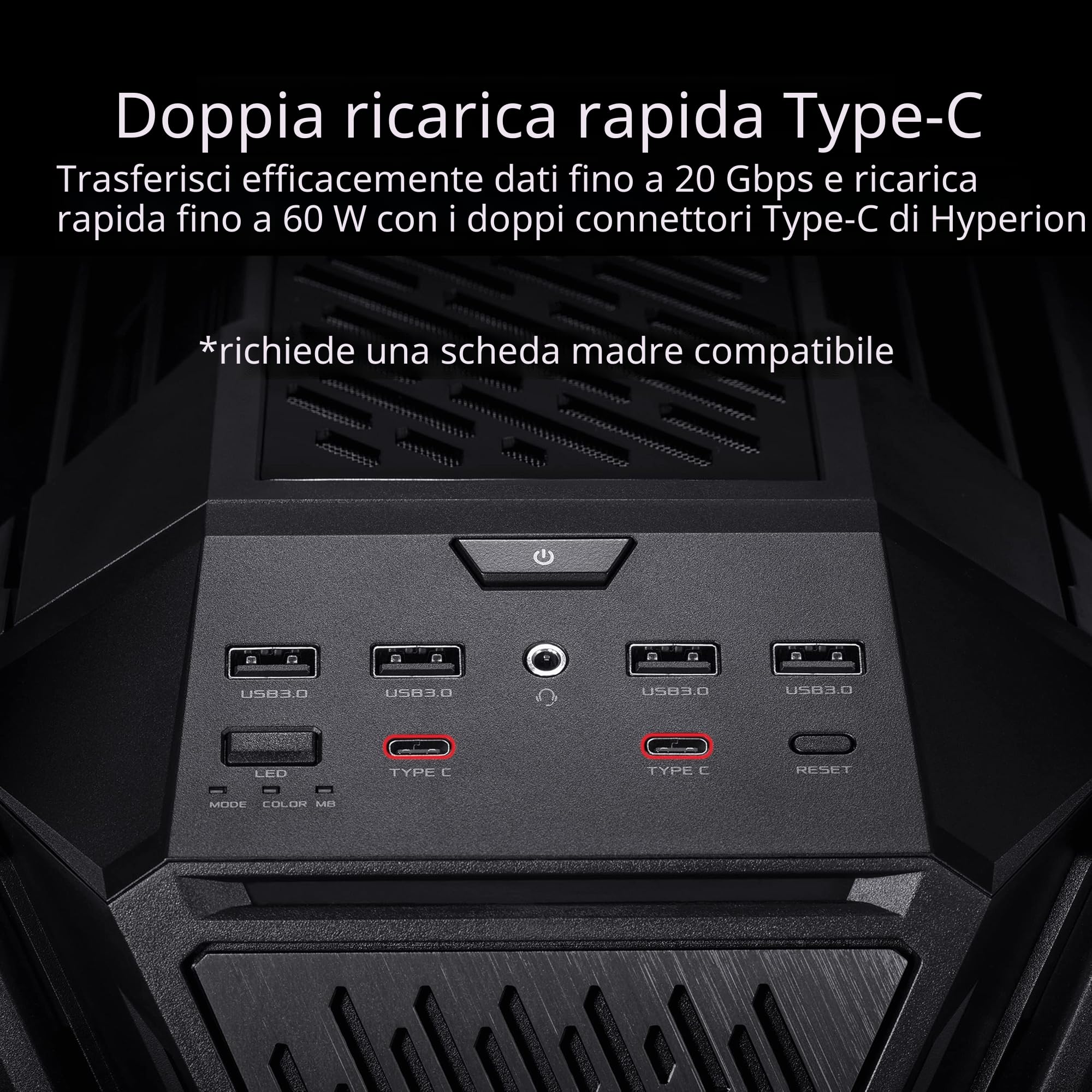 ASUS ROG Hyperion GR701, Case Gaming E-ATX, Full Tower in Alluminio, Pannelli Tool-free, Illuminazione RGB, Supporto per Dissipatori da 360 mm, Compatibile con Schede Grafiche fino a 460 mm, Nero