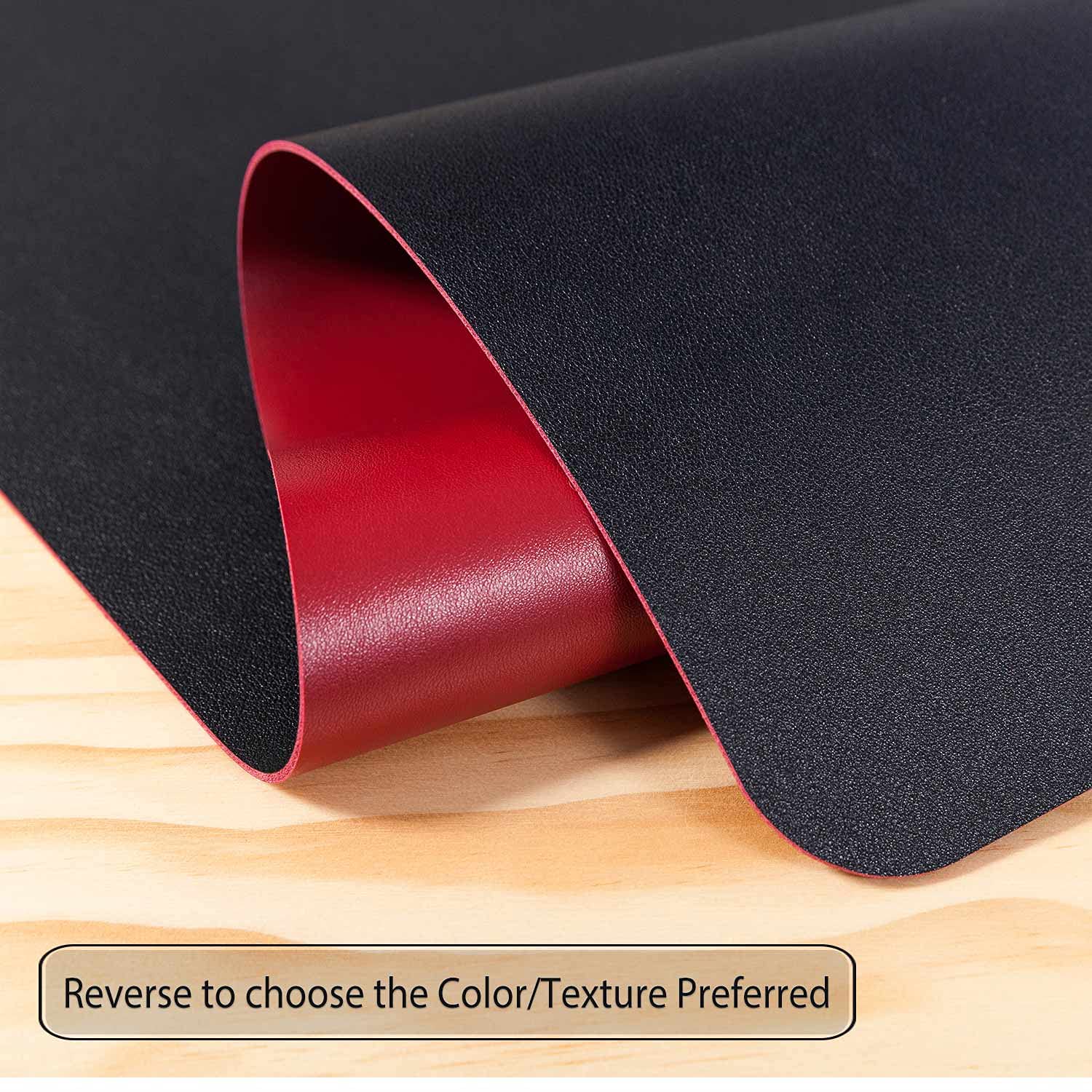 DOBAOJIA Tappetino per Mouse Grande, Mouse Pad XXL, Sottomano da Ufficio, Laptop Tappetino, Tappetino Scrivania, Tappetino Scrittura, Uso Doppio Lato Simipelle PU Impermeabile 90 x 43cm (Nero/Rosso)