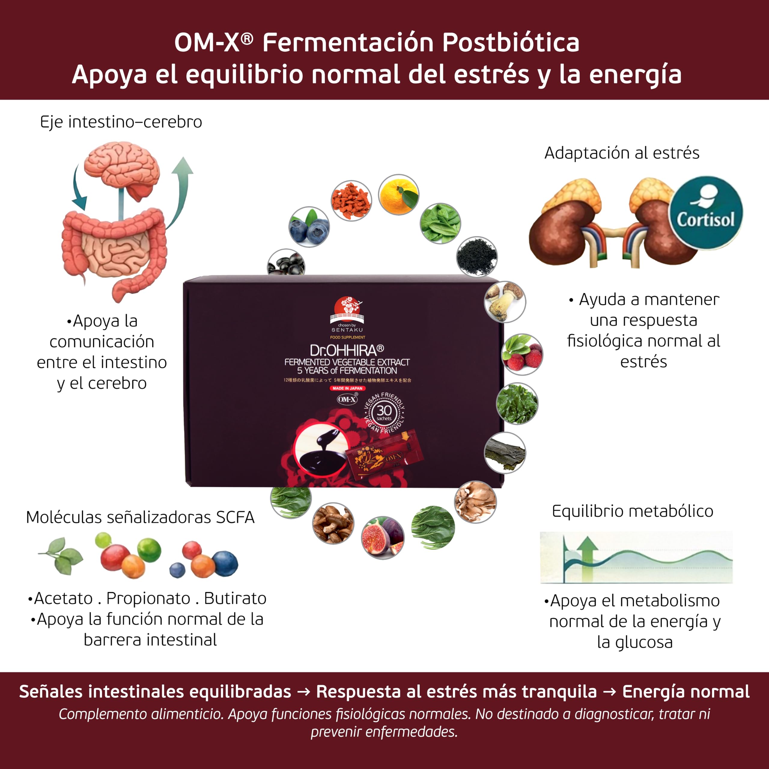 Fermented Vegetable Extract Intestinal Probióticos, 30 Sobres | Flora Intestinal, Suplemento, para la Salud, enzimas digestivas, Prebióticos, Postbióticos, Fermentado, Fermentación 5 Años