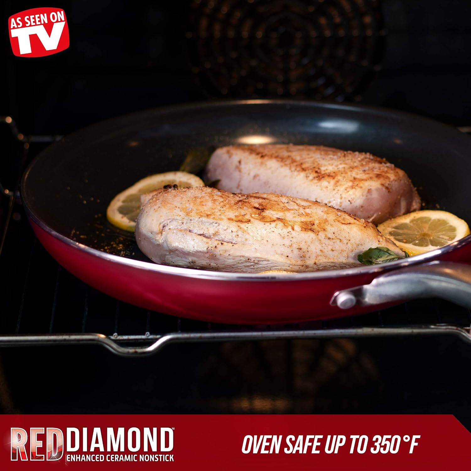 Get Special Price Blue Diamond Cookware Red Blue Diamond Set, Cookware Pots and Pans, 10 Piece