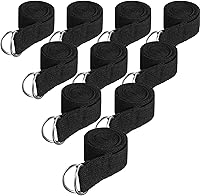 Jerify 10-Pack 6ft Yoga Straps with Metal D-Ring - Durable Cotton Stretch Bands for Yoga, Pilates, Fitness, Dance & Stretching
