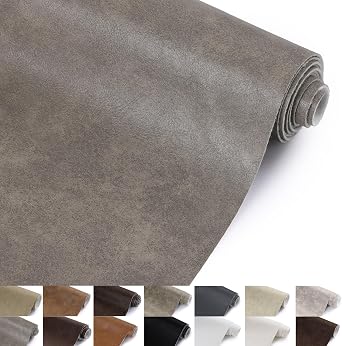 Faux Leather Vinyl Upholstery Fabric by The Yard, 1.3mm Thick Soft Anti-Scratch Durable Marine Vinyl Fabric Synthetic Leather for Sofa Bags Chairs Car Seats DIY Crafts, 1 Yard Cut 55" x 36" Grey
