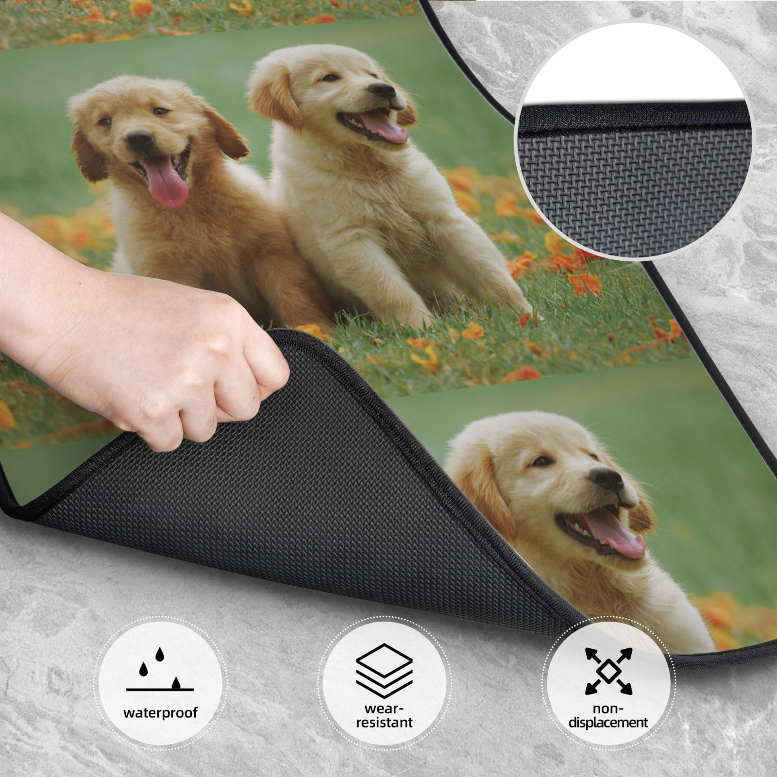 Gelbe Labrador Retriever Welpen, 4er-Set Auto-Fußmatten, Neopren-Fußmatten für Fahrzeuge, rutschfeste Auto-Fußmatten, Autozubehör
