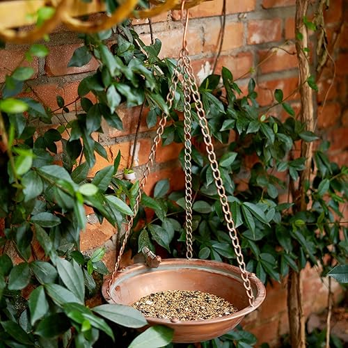 Miniatura 6 de Baños de pájaros colgantes de metal para exteriores, comedero de pájaros al aire libre, patio trasero, decoración de patio jardín (champán)