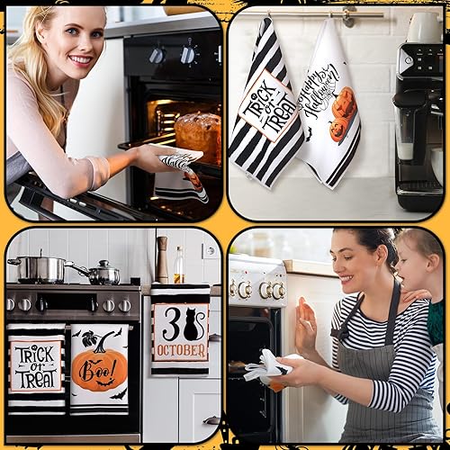 Miniatura 4 de Sratte 4 toallas de cocina navideñas de 16 x 24 pulgadas, toallas de mano de Navidad, toallas de cocina absorbentes para el hogar, Navidad, baño,