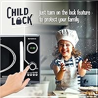 Vista 4 de Nostalgia Retro - Horno de microondas de encimera grande 800 vatios, 0.9 pies cúbicos, 12 ajustes de cocción preprogramados, reloj digital, Negro