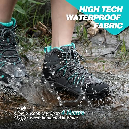 Miniatura 3 de R CORD Botas de senderismo para mujer, impermeables, antideslizantes, ligeras, para exteriores, senderismo, senderismo, campamento, senderismo