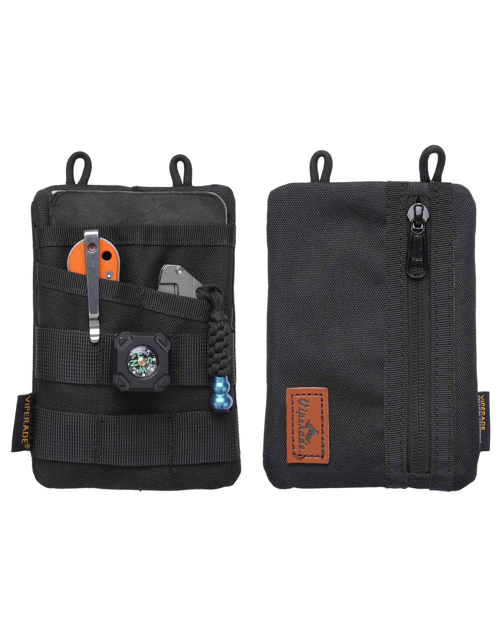 VIPERADE VE3 Tool Pouch Pocket Organizer, Multifonction Durable Nylon Tool Loop Pouch avec 4 Rangement EDC Pochette de Uutils pour Lampe de Poche, Téléphone Portable