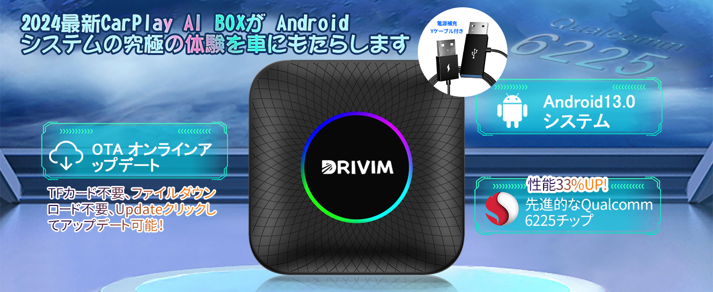 DRIVIM CarPlay AI Box Android 13.0 アダプター