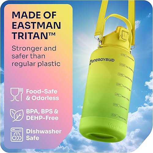 Miniatura 2 de Botella de agua de 1 galón con pajilla extraíble y asa apta para lavavajillas, libre de BPS y BPA y DEHP + 2 cepillos grande botella grande con