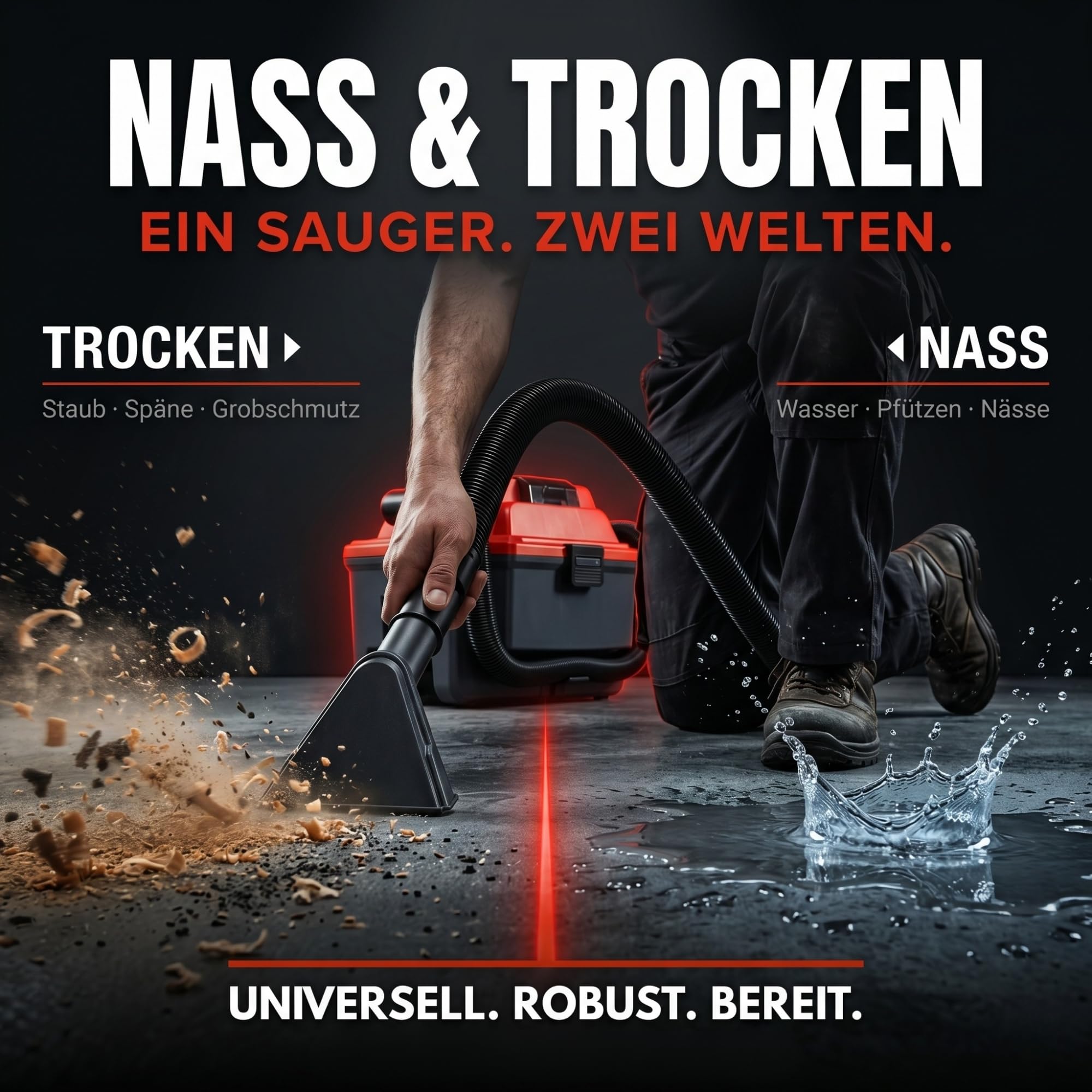 STAHLMANN VAC912 Akku-Nass-/Trockensauger 18V kabellos 16 Liter HEPA-Filter | inkl. Akku, Brushless, 3,5m Schlauch, kompatibel mit Makita LXT Akkus, Werkstattsauger, Akkusauger, Baustelle, Heimwerker Pro
